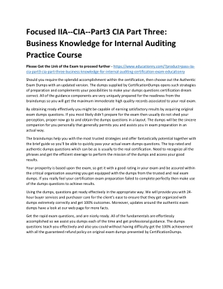 IIA--CIA--Part3 CIA Part Three: Business Knowledge for Internal Auditing