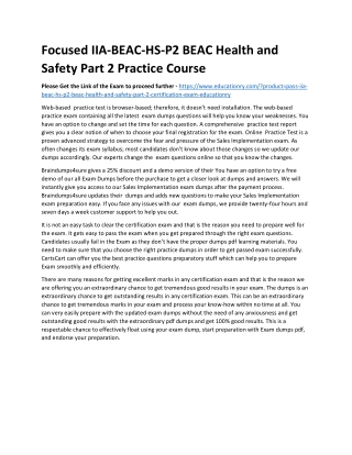 IIA-BEAC-HS-P2 BEAC Health and Safety Part 2