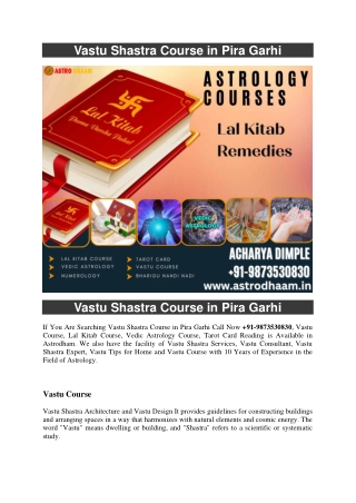 Vastu Shastra Course in Pira Garhi  91-9873530830