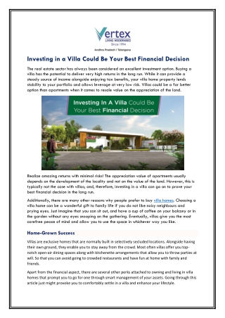 Investing in a Villa Could Be Your Best Financial Decision