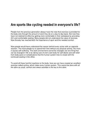 Are sports like cycling needed in everyone