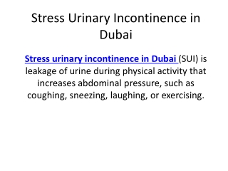 Stress Urinary Incontinence in Dubai