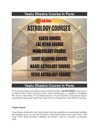 Vastu Shastra Course in Pune  91-9873530830