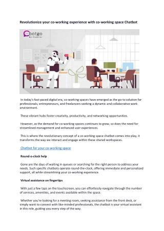 Revolutionize your work experience with co-working space Chatbot