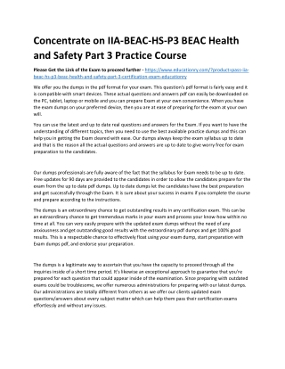 IIA-BEAC-HS-P3 BEAC Health and Safety Part 3