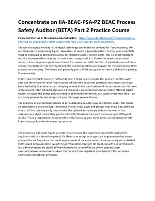 IIA-BEAC-PSA-P2 BEAC Process Safety Auditor (BETA) Part 2