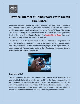 How the Internet of Things Works with Laptop Hire Dubai?