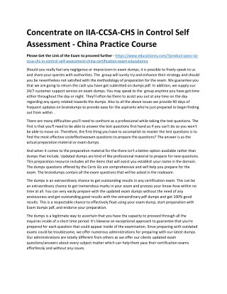 IIA-CCSA-CHS in Control Self Assessment - China