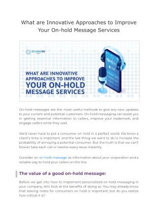 What are Innovative Approaches to Improve Your On-hold Message Services