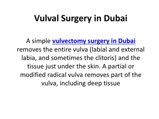 Vulval surgery in Dubai