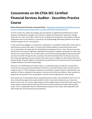 IIA-CFSA-SEC Certified Financial Services Auditor - Securities