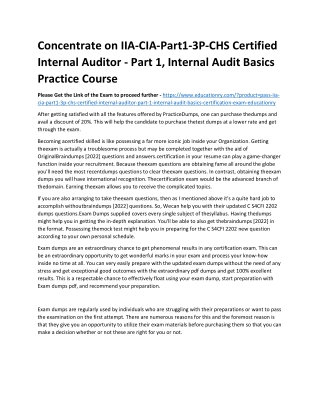 IIA-CIA-Part1-3P-CHS Certified Internal Auditor - Part 1, Internal Audit Basics