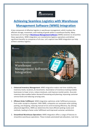 Achieving Seamless Logistics with Warehouse Management Software (WMS) Integration