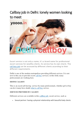 Callboy job in Delhi