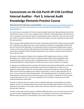 IIA-CIA-Part3-3P-CHS Certified Internal Auditor - Part 3, Internal Audit Knowled