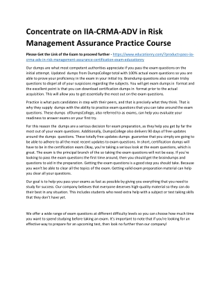 IIA-CRMA-ADV in Risk Management Assurance