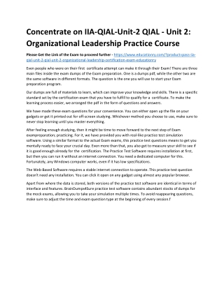 IIA-QIAL-Unit-2 QIAL - Unit 2: Organizational Leadership