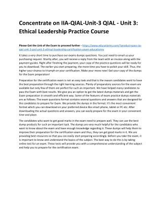 IIA-QIAL-Unit-3 QIAL - Unit 3: Ethical Leadership