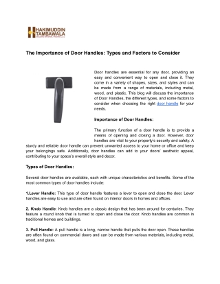 The Importance of Door Handles_ Types and Factors to Consider