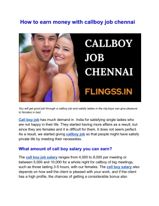 How to earn money with callboy job chennai