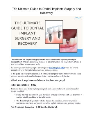 The Ultimate Guide to Dental Implant Surgery and Recovery