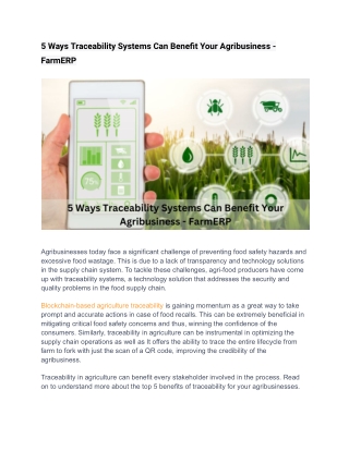 5 Ways Traceability Systems Can Benefit Your Agribusiness - FarmERP