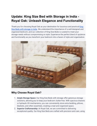 Update_ King Size Bed with Storage in India - Royal Oak_ Unleash Elegance and Functionality