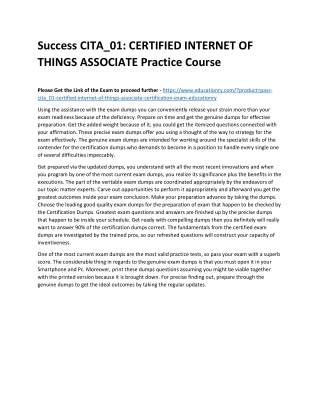 CITA_01: CERTIFIED INTERNET OF THINGS ASSOCIATE