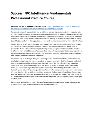 IFPC Intelligence Fundamentals Professional