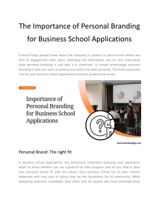 The Importance of Personal Branding for Business School Applications