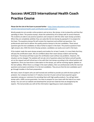 IAHC223 International Health Coach