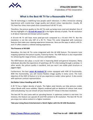 What is the Best 4K TV for a Reasonable Price?