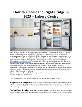 How To Choose The Right Fridge in 2023