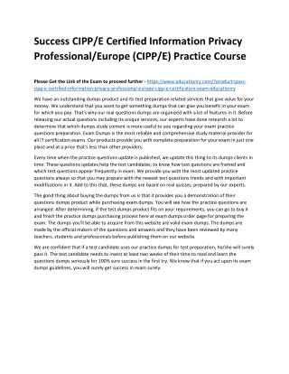 CIPP/E Certified Information Privacy Professional/Europe (CIPP/E)