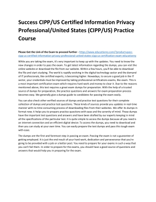 CIPP/US Certified Information Privacy Professional/United States (CIPP/US)