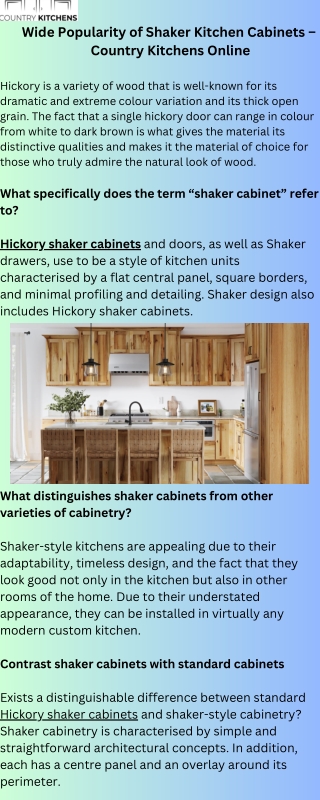 Wide Popularity of Shaker Kitchen Cabinets – Country Kitchens Online