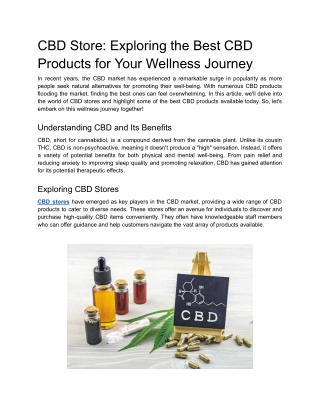 CBD Store_ Exploring the Best CBD Products for Your Wellness Journey