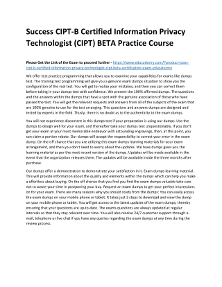 CIPT-B Certified Information Privacy Technologist (CIPT) BETA