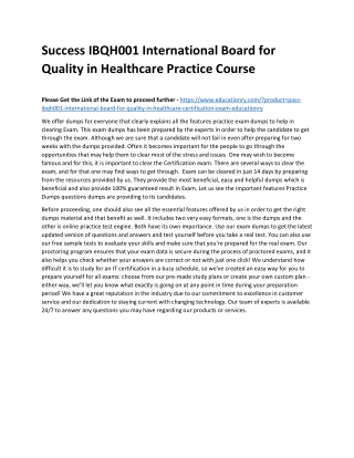 IBQH001 International Board for Quality in Healthcare