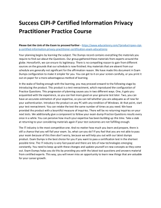 CIPI-P Certified Information Privacy Practitioner