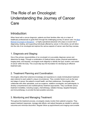 The Role of an Oncologist_ Understanding the Journey of Cancer Care