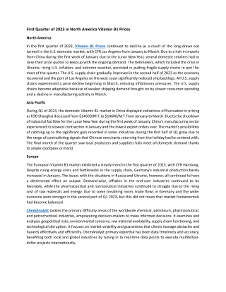 First Quarter of 2023 in North America Vitamin B1 Prices