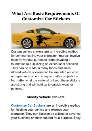 What Are Basic Requirements Of Customize Car Stickers