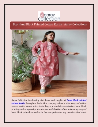Buy Hand Block Printed Cotton Kurtis | Aarav Collections