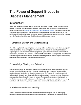 The Power of Support Groups in Diabetes Management