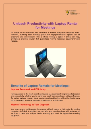 Unleash Productivity with Laptop Rental for Meetings
