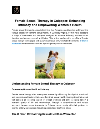 Female Sexual Therapy in Culpeper_ Enhancing Intimacy and Empowering Women's Health