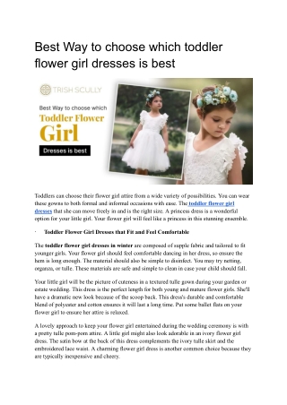 Best Way to choose which toddler flower girl dresses is best