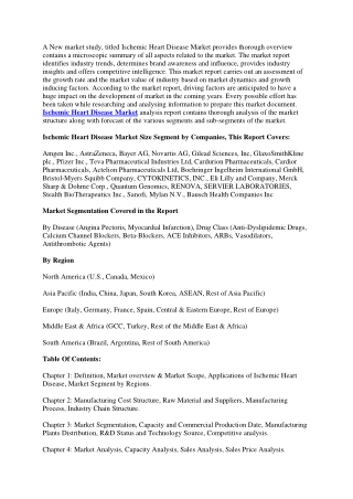 Ischemic Heart Disease Market