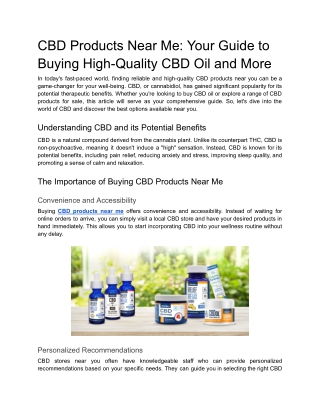 CBD Products Near Me_ Your Guide to Buying High-Quality CBD Oil and More